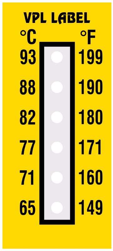 Six Step Temperature Indicator Label