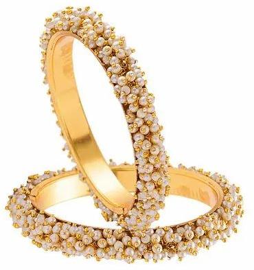 Gold Plated Pearl Bangle