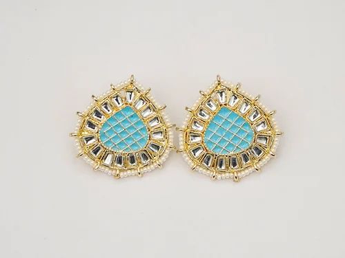 Golden & Blue Crystal Stone Earring