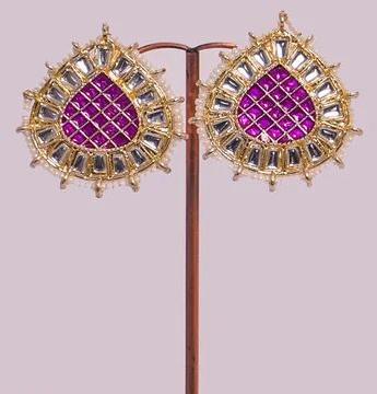 Golden & Purple Crystal Stone Earring