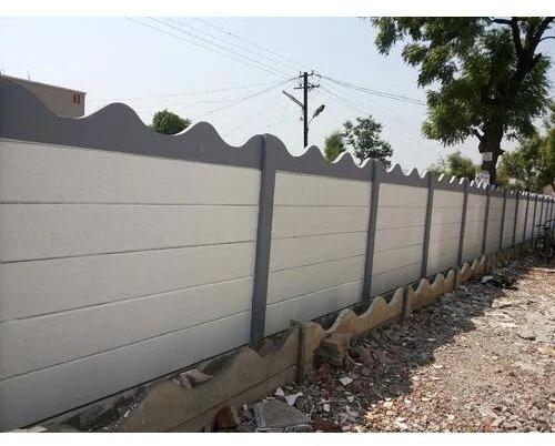 White Readymade Concrete Boundary Wall
