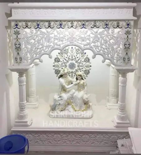White Marble Inlay Work Jaali Indoor Temple