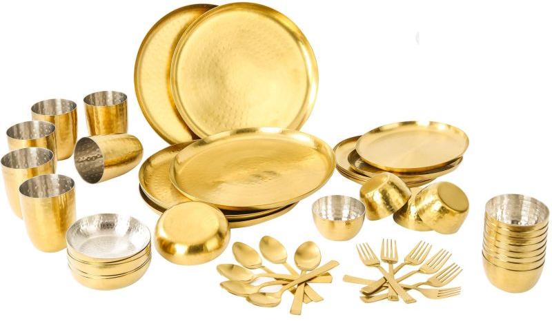 48 Pcs Stainless Steel Round PVD Gold Dinner Set