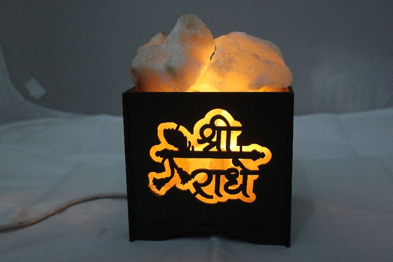 Shri Radhe Wooden Basket Himalayan Rock Salt Lamp
