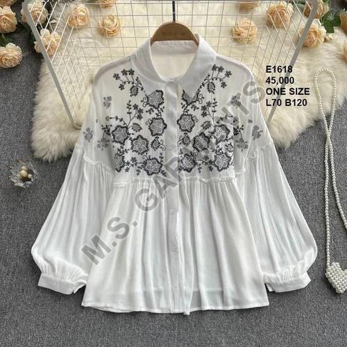 Ladies Cotton Silk Embroidered Top Manufacturer Exporter from Faridabad  India