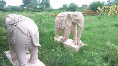 3 Feet Sandstone Elephant Statue