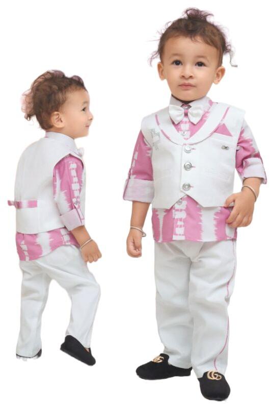 MM781 Pink Boys Pant Shirt Jacket Bow Tie Set