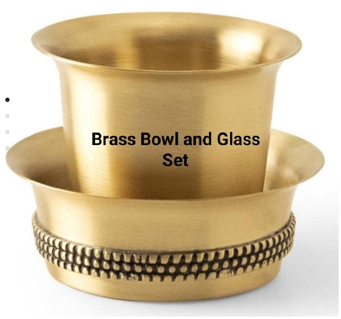 Brass Bowl & Glass Set