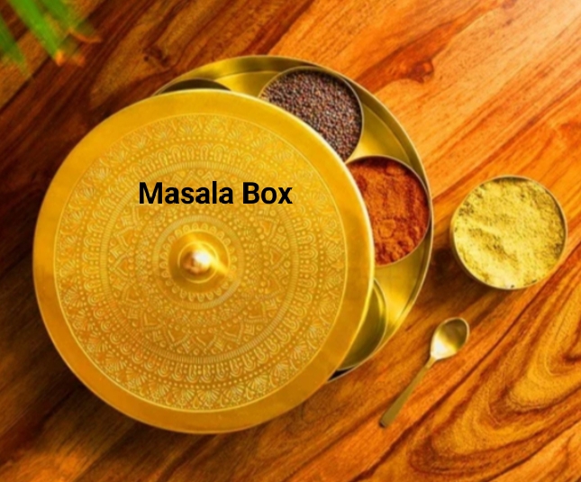 Brass Hammered Masala Box