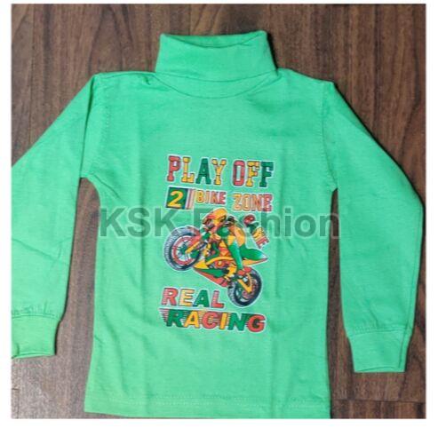 Cotton Printed Boys High Neck Full Sleeve T Shirt