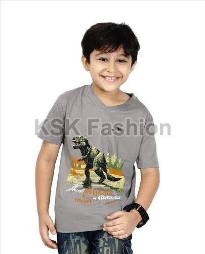 Kids Printed V Neck T Shirt