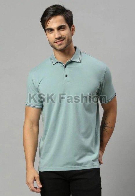 Mens Plain Lycra Cotton Polo T-Shirt