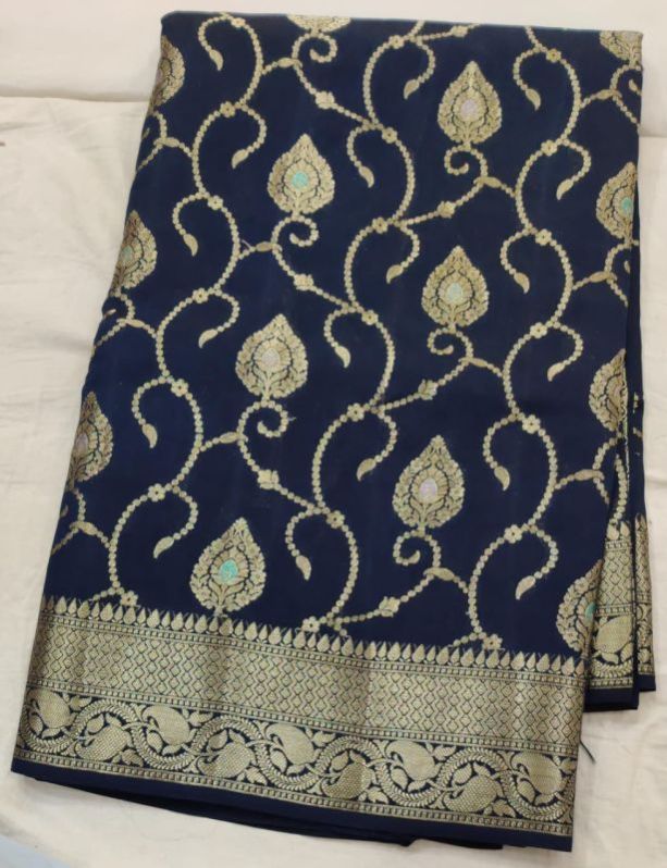 Navy Blue Matka Silk Saree