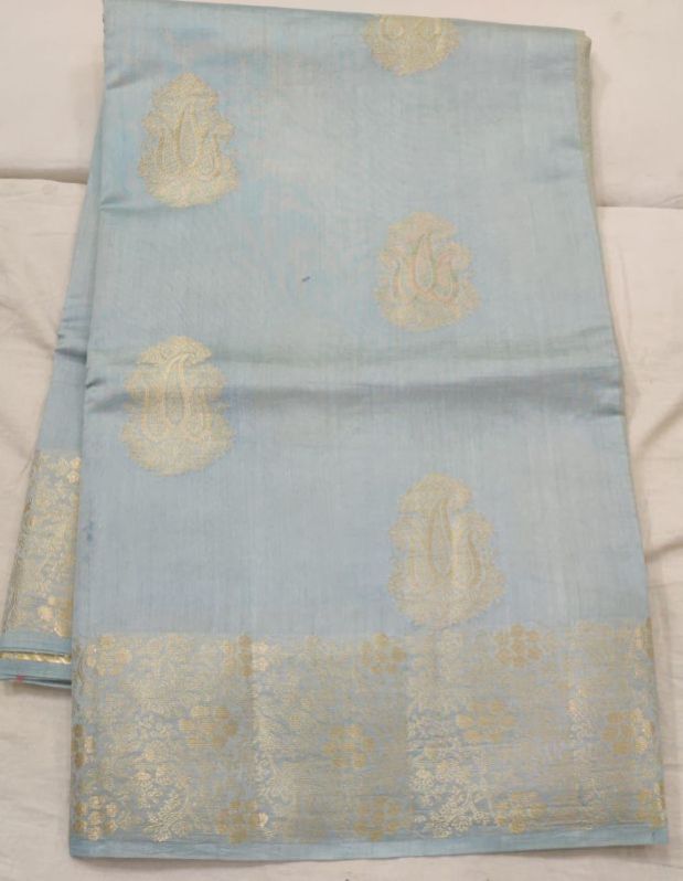 Sky Blue Matka Silk Saree