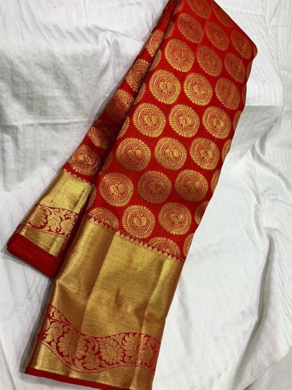 Latest Desiger Red Colour Kanchipuram Silk Saree Manufacturer,Supplier, Wholesale