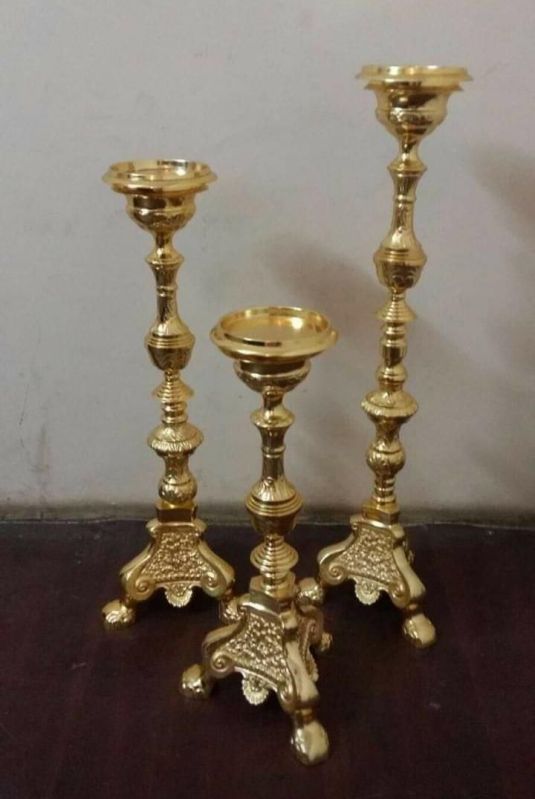 AL2081 Golden Piller Candle Holder