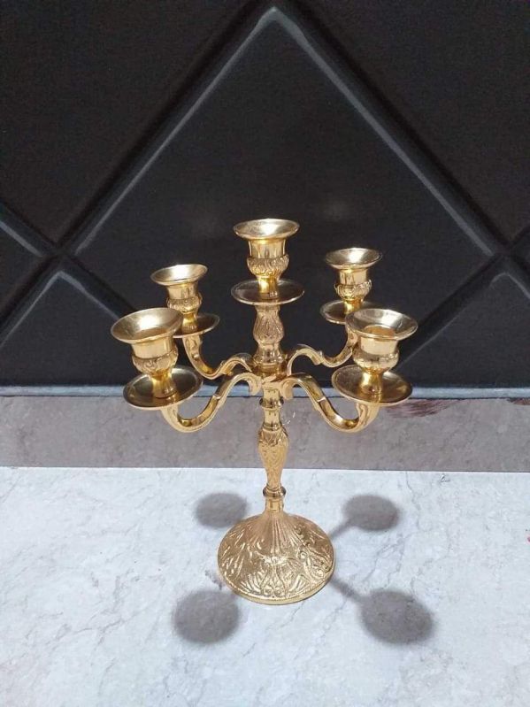 Pure Brass 5 Candle Stand - Manufacturer Exporter Supplier from Moradabad  India