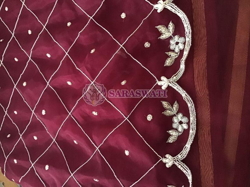 Embroidered | Handwoven Tussar Silk Saree | Hand Cut Work | PT 949 –  Panjavarnam