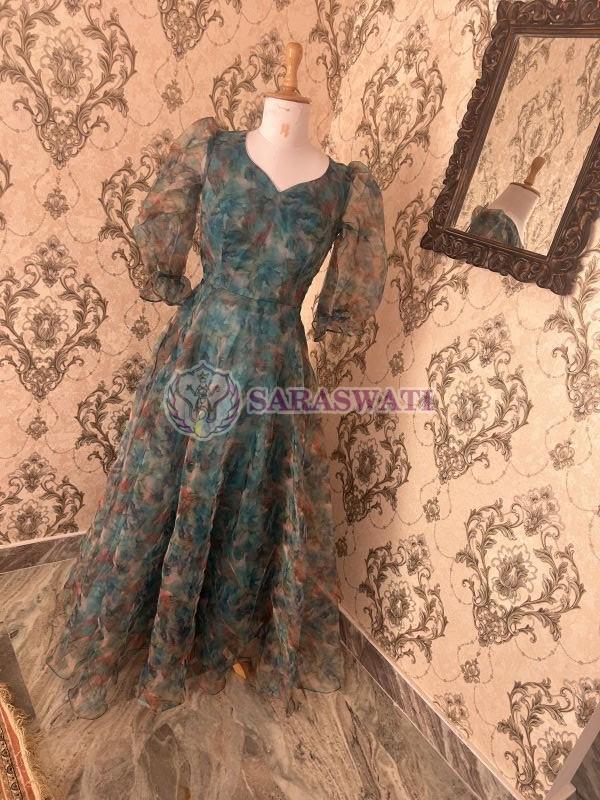 Organza Printed Designer Gown