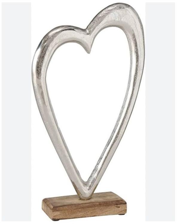 Metal Silver Single Heart Sculpture