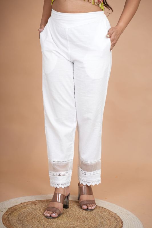 White Net Bottom Cotton Ladies Pant Manufacturer Supplier from