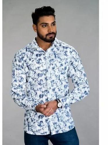 Men Full Sleeves Printed Cotton Shirt