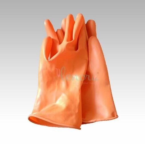 Latex Non-Powdered Orange Rubber Hand Gloves