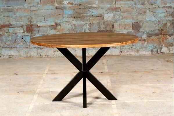 120x120x75cm Wooden Dining Table with Iron Legs