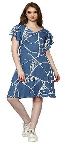 Printed Blue Rayon Dress