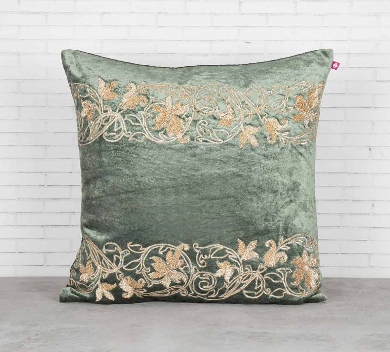 Embroidered Velvet Cushion Cover