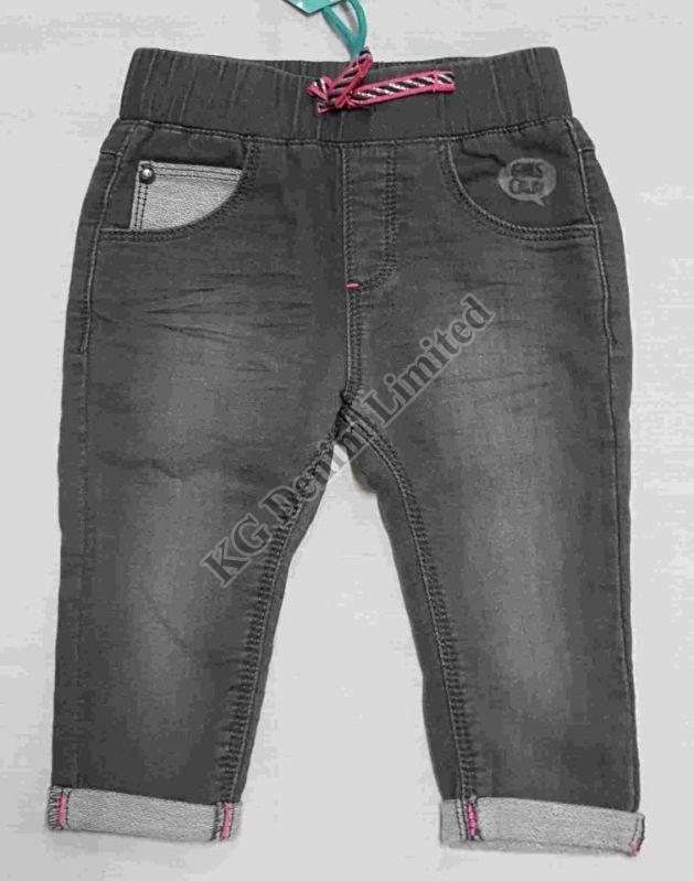 Mat Black Stretched Baby Denim Jeans