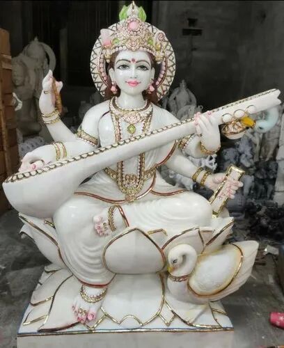 Marble Saraswati Mata Statue