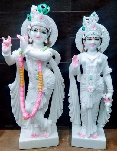 White Marble Radha Krishna Statue