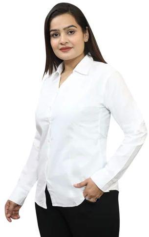 White Cotton Ladies Formal Shirt