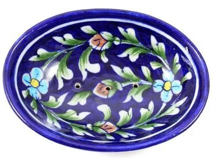 Handmade Blue Pottery Soap Dish