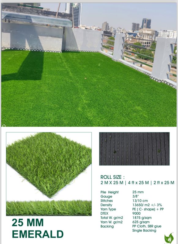 25 Mm Straight Emerald Artificial Grass