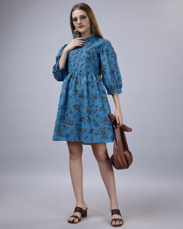 Beautiful blue color one sided long sleeves one piece | Dress, One piece,  Shoulder dress