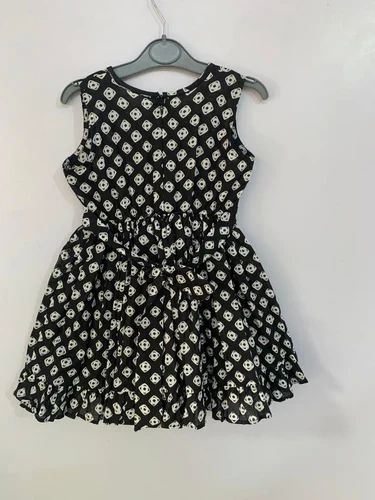 Black Printed Kids Midi Frock