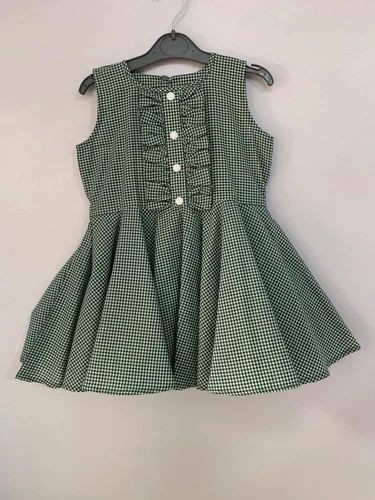 Dark Green Layoured Kids Girls Frock