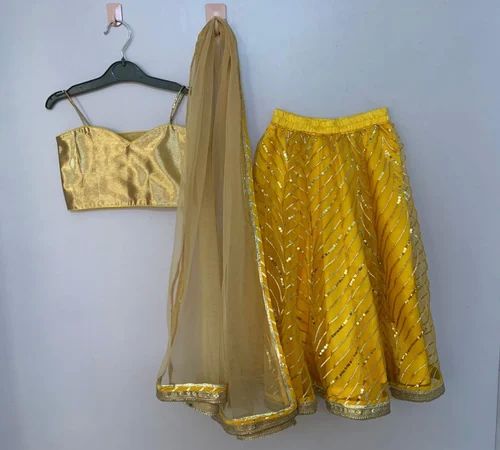 Golden Yellow Kids Ghagra Choli