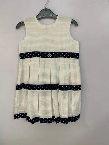 White Sleeveless Girls Kids Frock