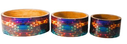 Multicolour Wooden Bowl Set of 2 Pcs