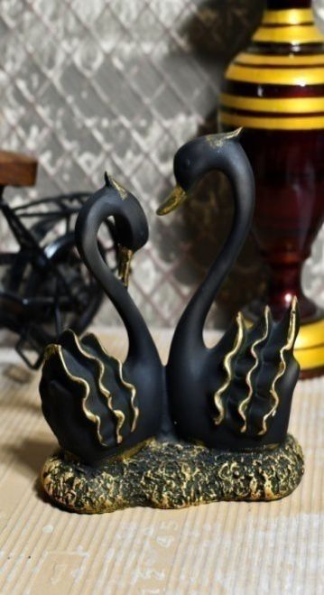 Black Swan Pair Polyresin Statue