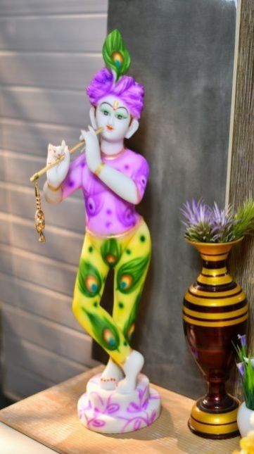 Marble Krishna Playing Flute Statue