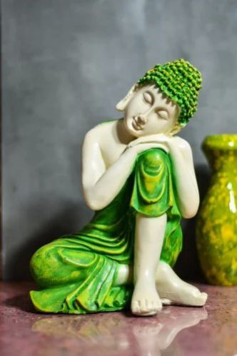 White Green Polyresin Buddha Statue