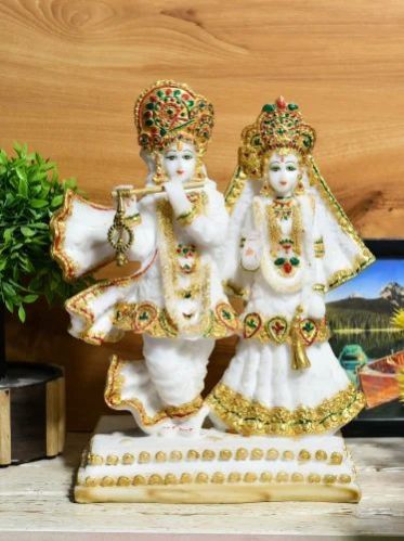 White Marble Radha Krishna Statue