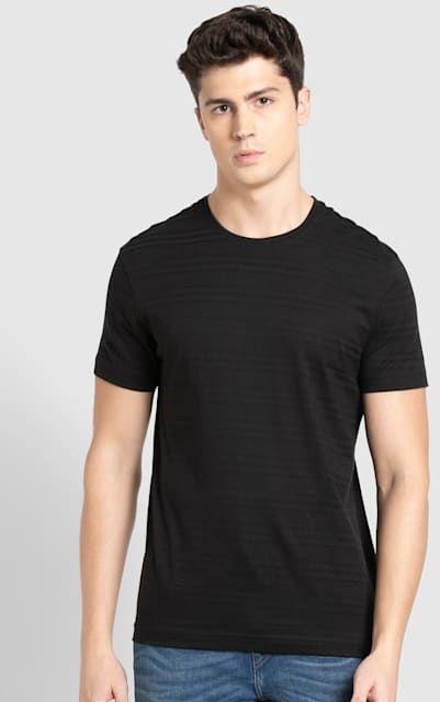 Mens Black Half Sleeve Round Neck T-Shirt