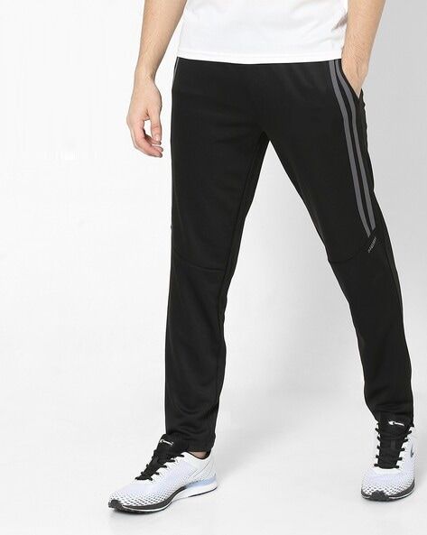 Mens Black Cotton Lycra Track Pants