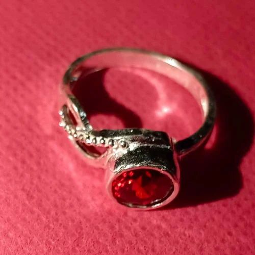 Red Amethyst Silver Gemstone Ring