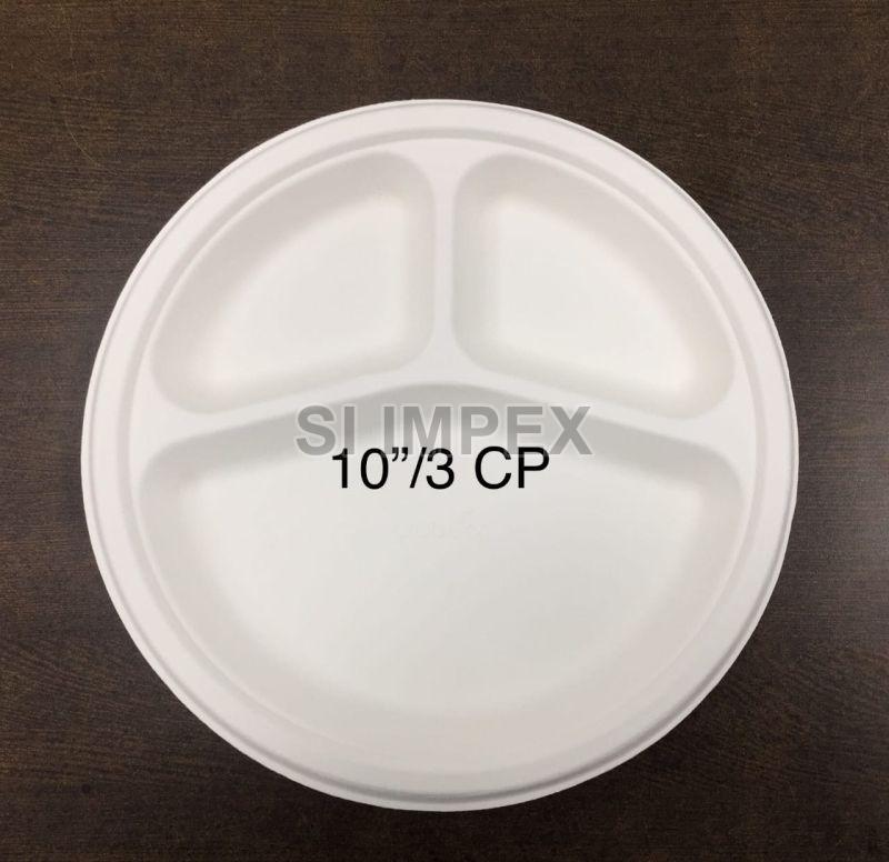 10 Inch 3cp Round Biodegradable Plastic Plate Supplier from Morbi